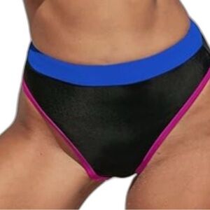 CUPSHE High Waisted Color block Black and Blue Bikini Bottoms
